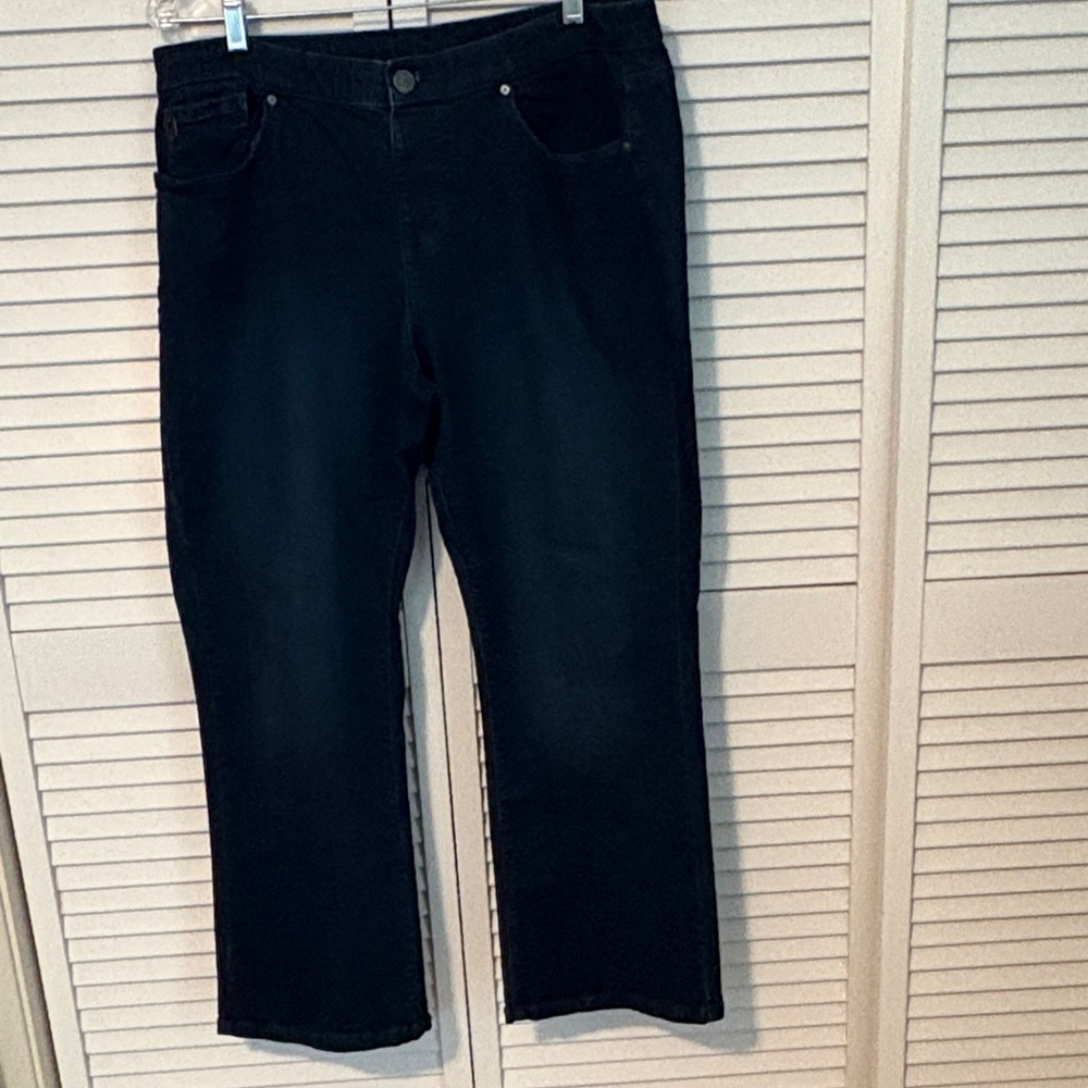 Belle By Kim Gravel TripleLuxe One Button Boot Cut Jeans 16w Petite